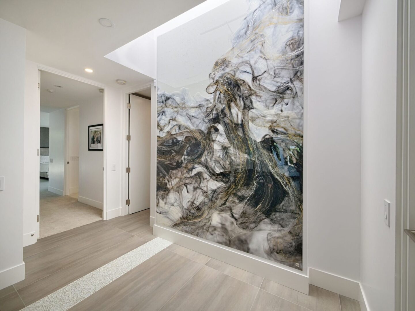 A large painting of a dragon on the wall
